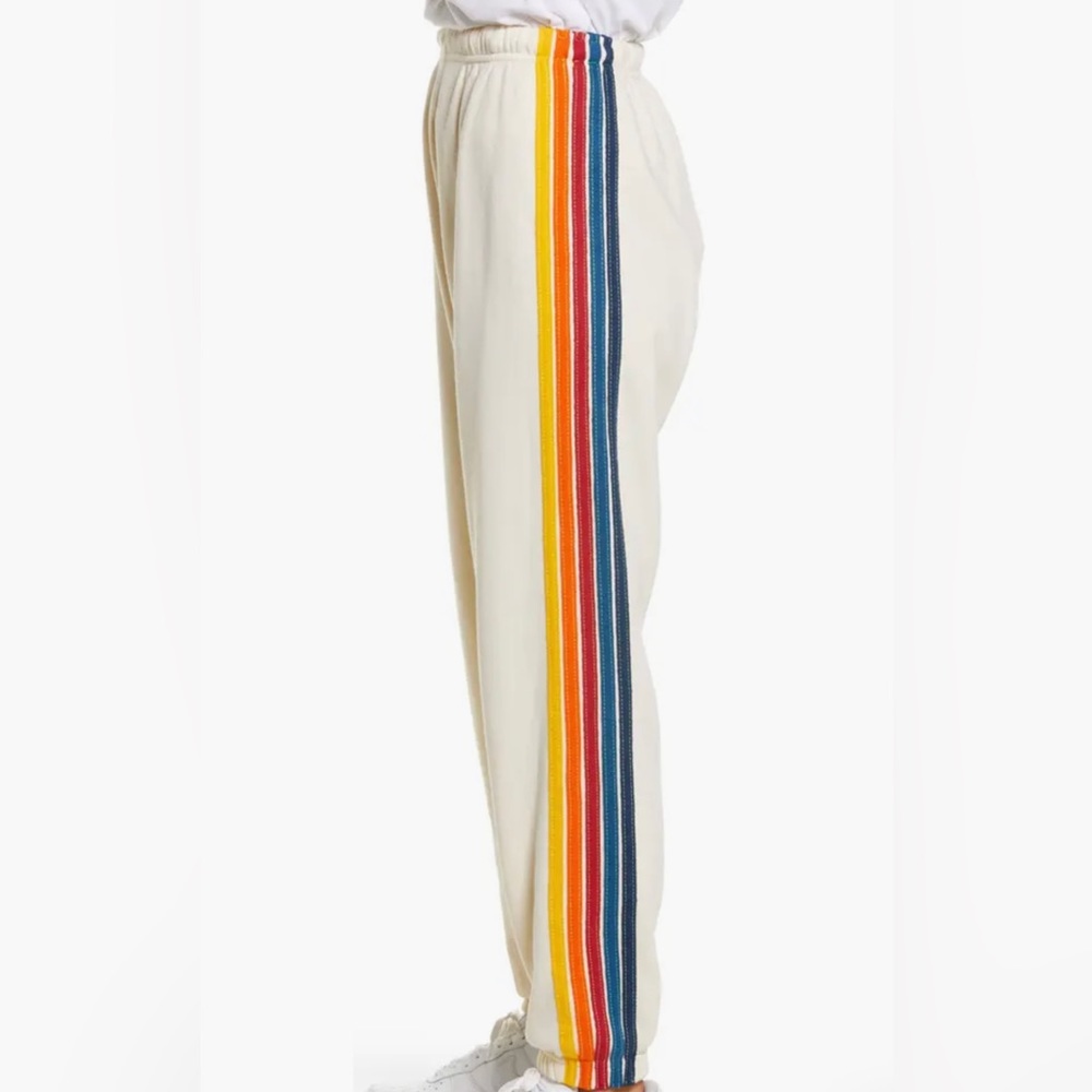 Aviator nation 5 stripe vintage white sweatpants